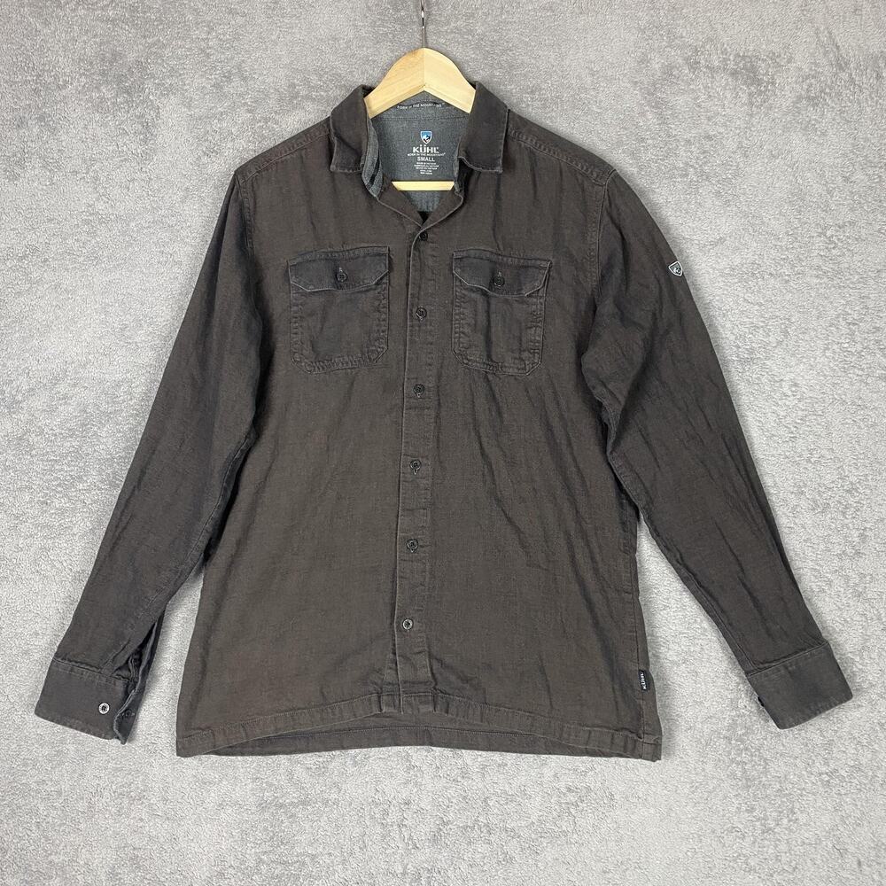 Kuhl Shirt Mens Small Brown Button Front Long Sleeve Tencel Casual Outdoors
